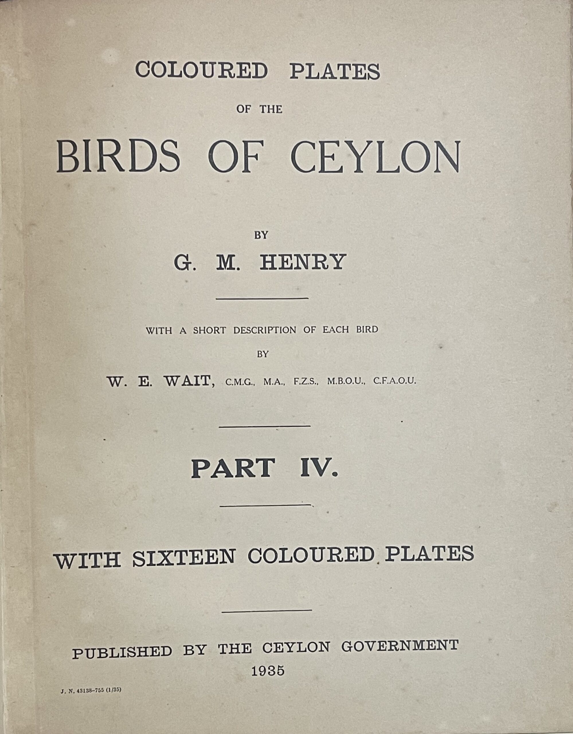 Colored Plates of the Birds of Ceylon - Image 12